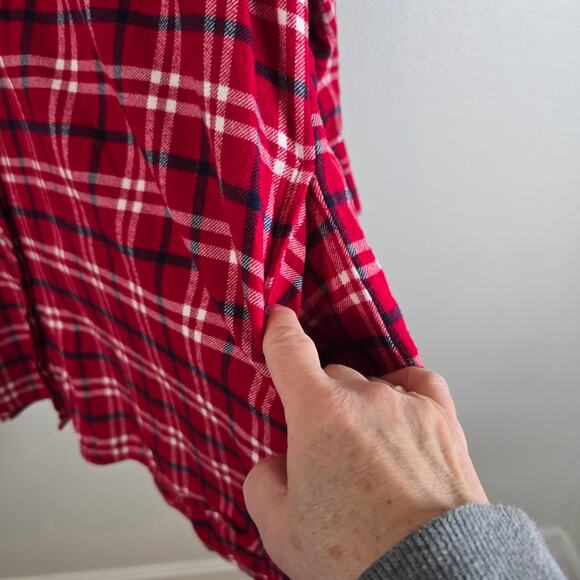 Lands End Tunic Top Women's 2X Red Plaid Flannel Pockets Winter Wardrobe Casual - Picture 3 of 10